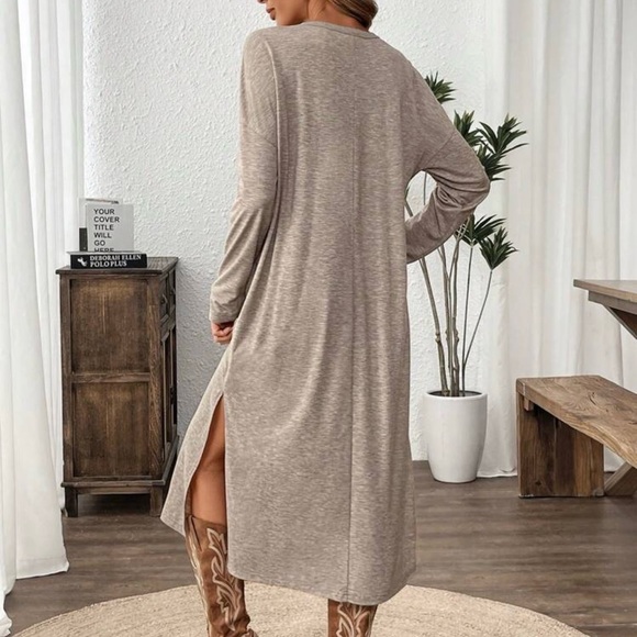 Relaxed Graphic Maxi Dress in Taupe - Picture 2 of 8